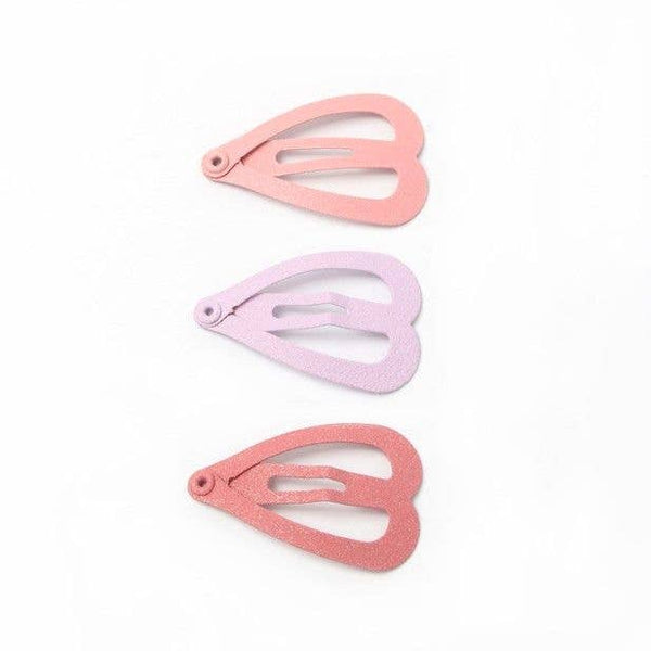 Card of 6 Open Heart Glitter Hair Slide