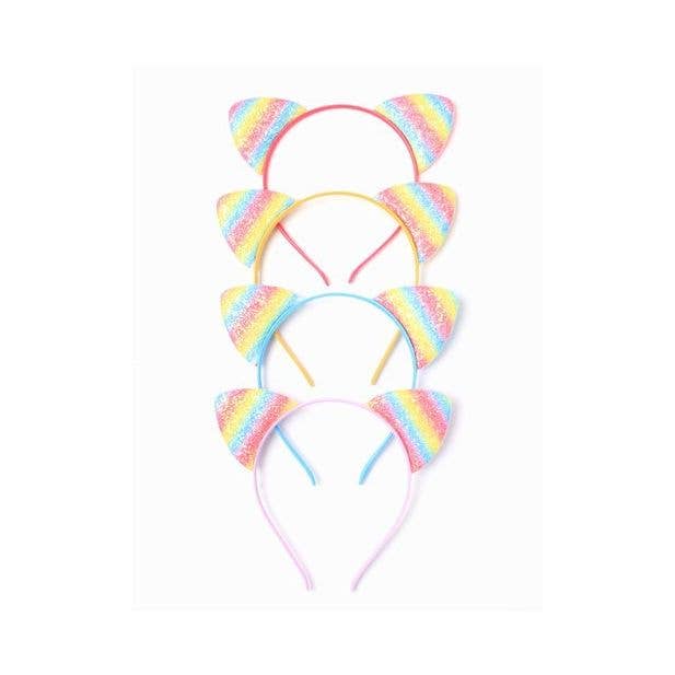 Sparkly Rainbow Cat Ears On An Aliceband