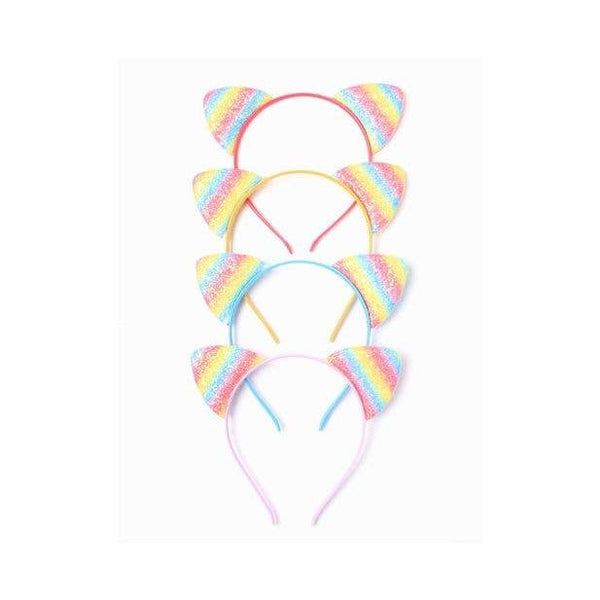 Sparkly Rainbow Cat Ears On An Aliceband