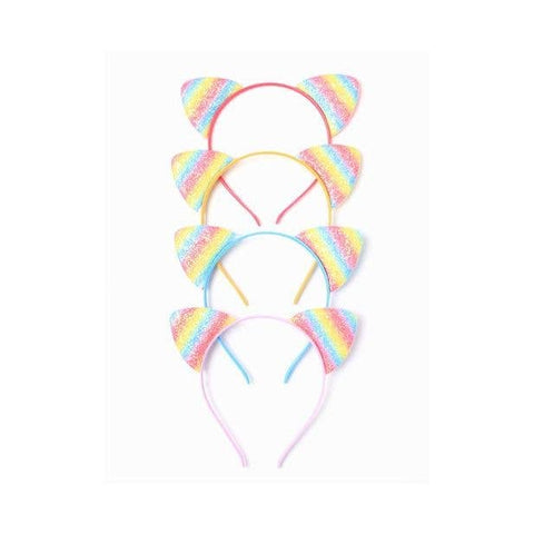 Sparkly Rainbow Cat Ears On An Aliceband