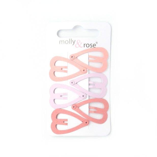 Card of 6 Open Heart Glitter Hair Slide