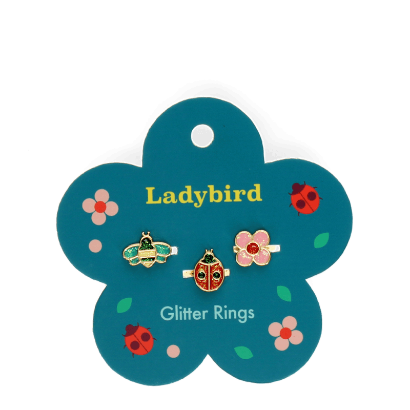 Glitter rings (set of 3) - Ladybird