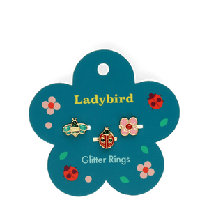 Glitter rings (set of 3) - Ladybird