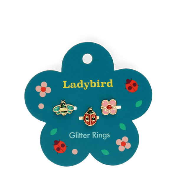 Glitter rings (set of 3) - Ladybird