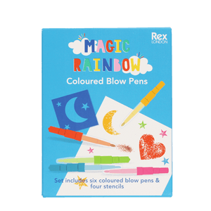 Magic rainbow coloured blow pens