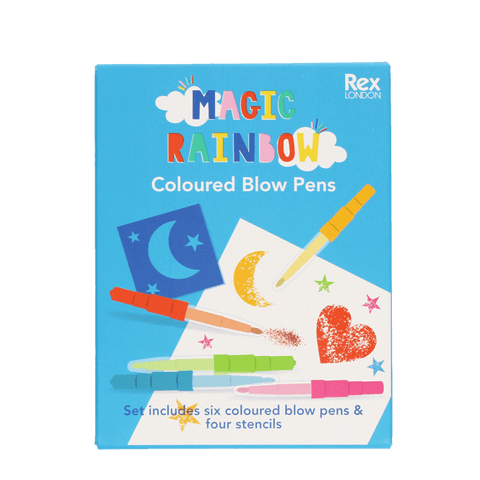 Magic rainbow coloured blow pens