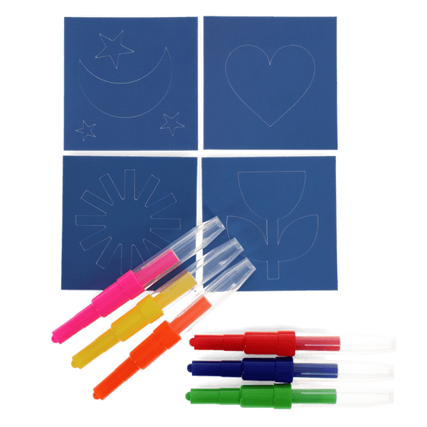 Magic rainbow coloured blow pens