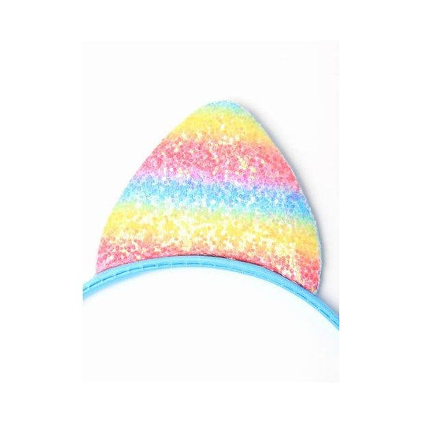 Sparkly Rainbow Cat Ears On An Aliceband