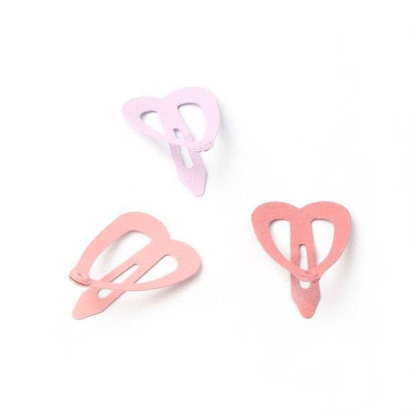 Card of 6 Open Heart Glitter Hair Slide
