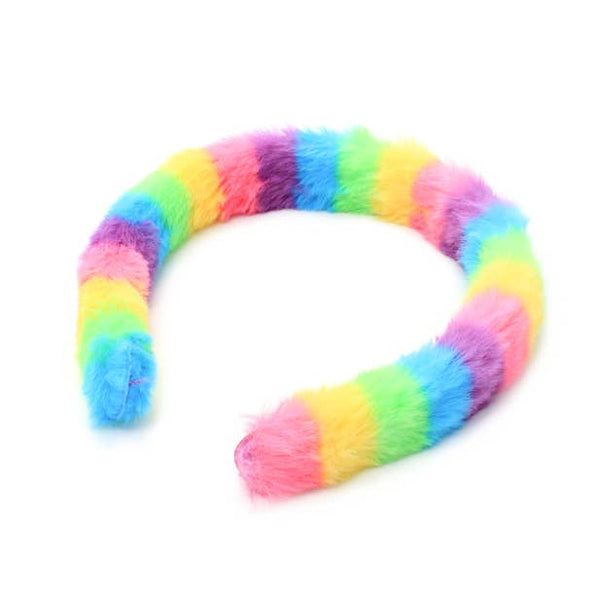 2cm wide rainbow faux fur aliceband