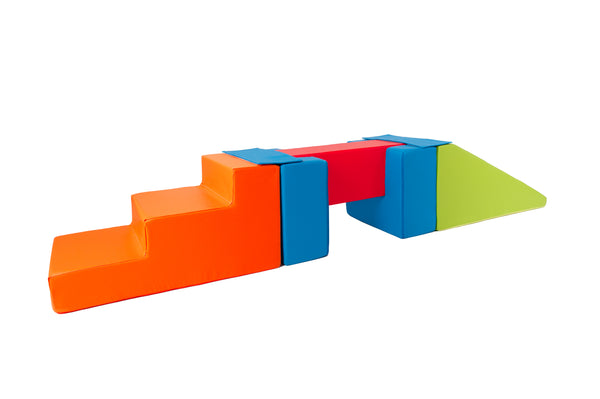 Soft Play Slide, Stairs & Beam - 4 Piece Set