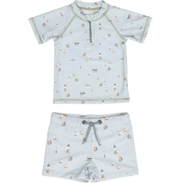 Little Dutch Short Sleeved Swim Top & Pants Olive Sailors Bay