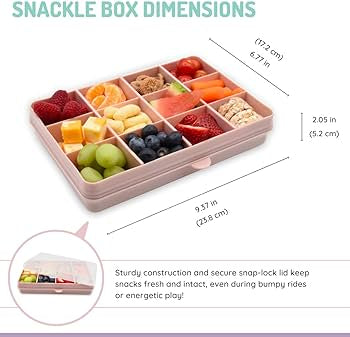 Snackle Snack Compartment Box (Grey, Pink or Aqua)