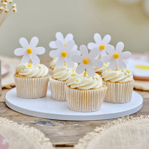 Daisy Cupcake Toppers with Pom Poms