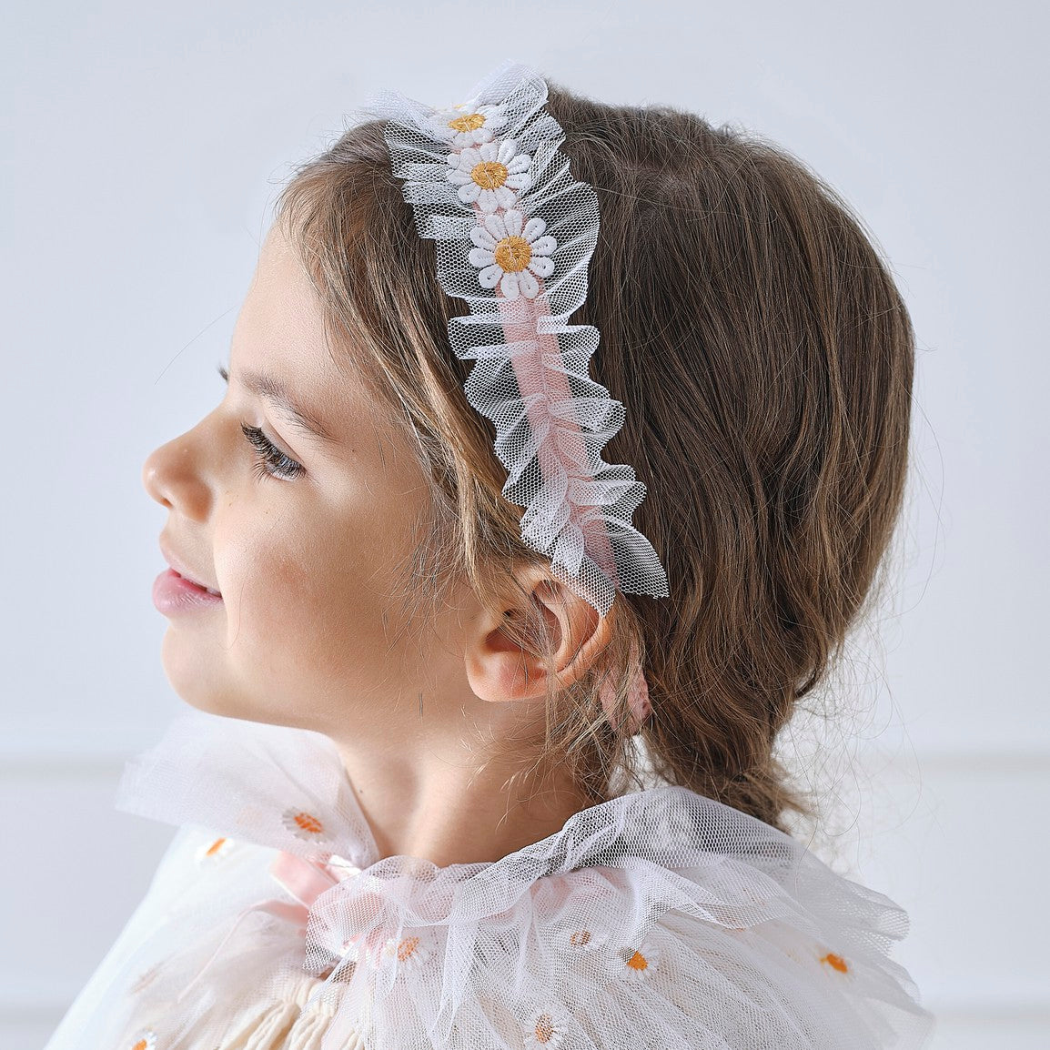 White & Pink Daisy Flower Headband
