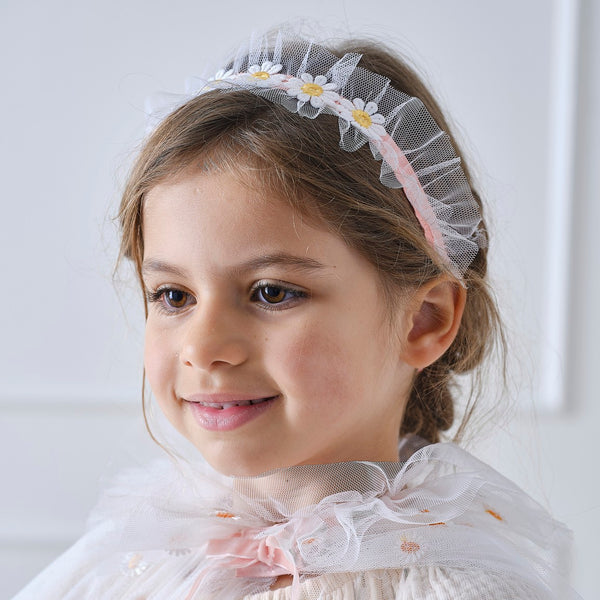 White & Pink Daisy Flower Headband