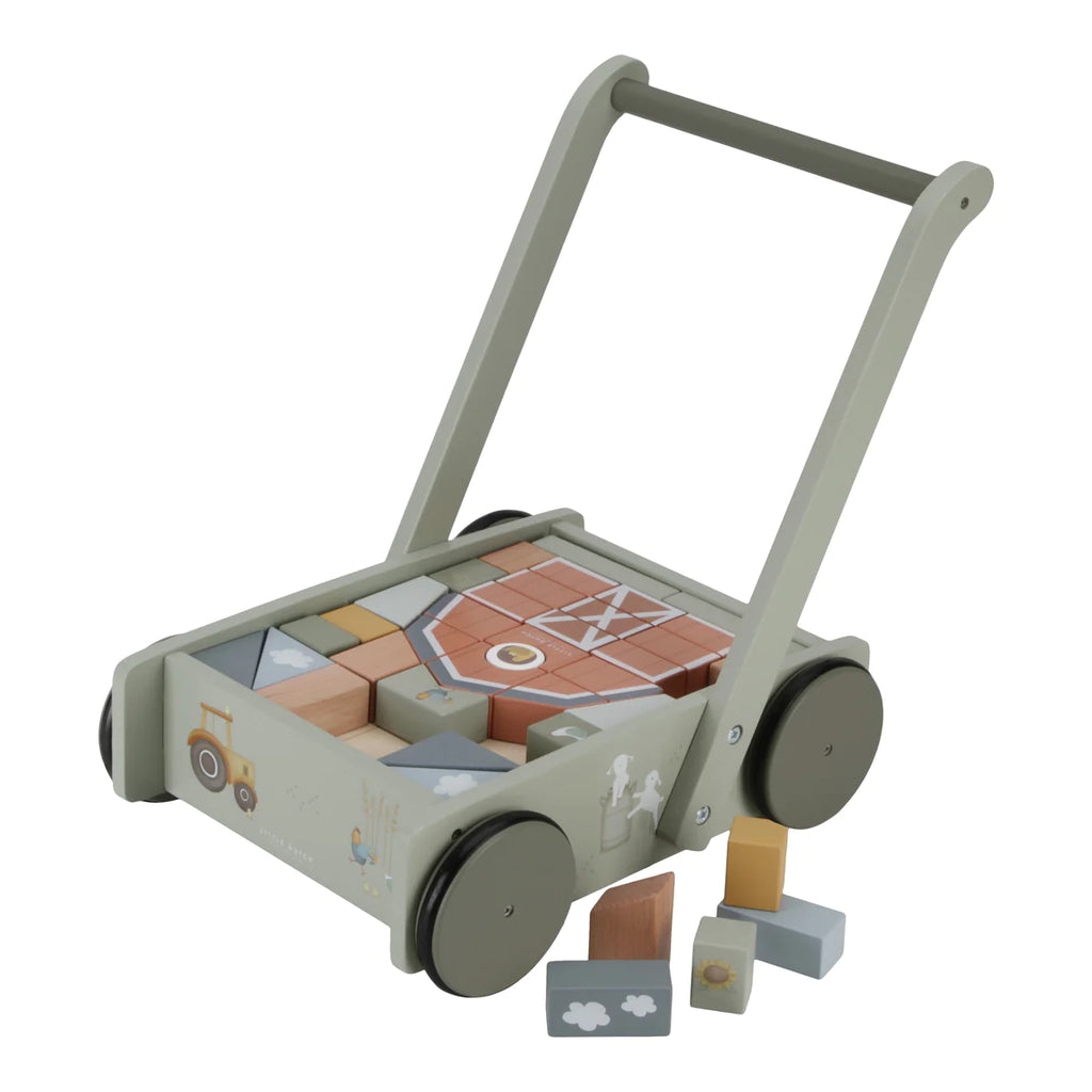 Little Dutch Farm Wooden Block Trolley Walker Panda Pip