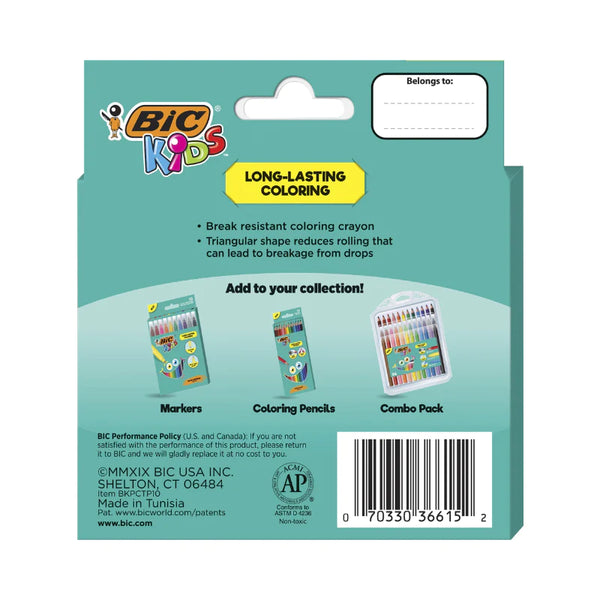 BIC 10 Pack Colouring Crayons