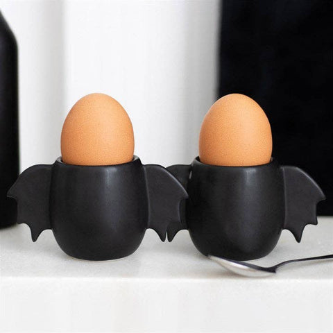 Gothic Bat Wing Halloween Egg Cup Set