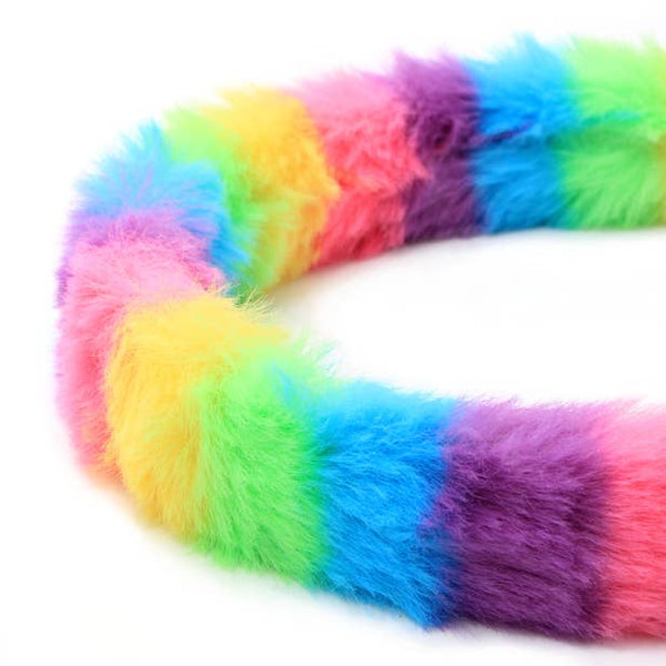 2cm wide rainbow faux fur aliceband