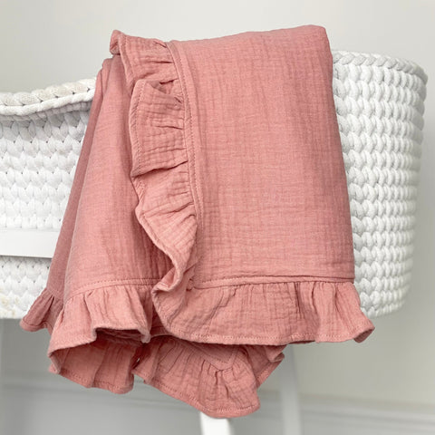 Dusky Pink Frill Blanket Neutral Baby Co