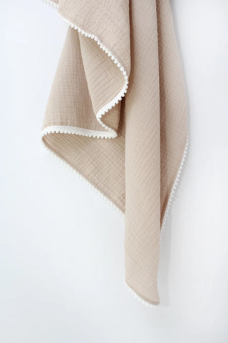 Stone Pom Pom Swaddle Neutral Baby Co