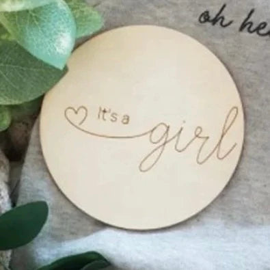 'It's a Girl' Wooden Milestone Disk  Neutral Baby Co