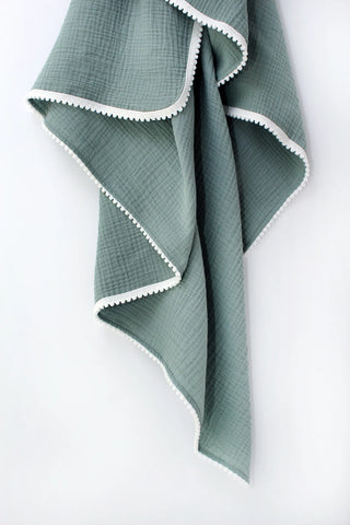 Green Pom Pom Swaddle Neutral Baby Co