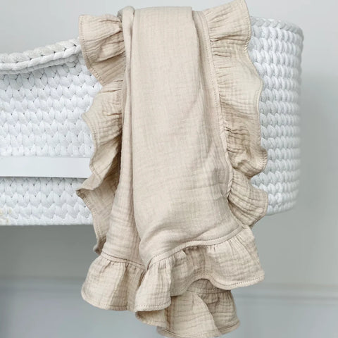 Stone Frill Blanket Neutral Baby Co
