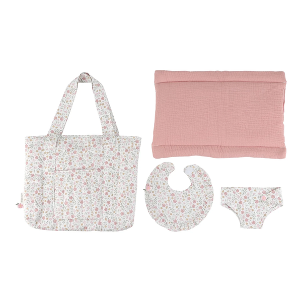 Little Dutch Doll Nursery Bag Set White Flowers
