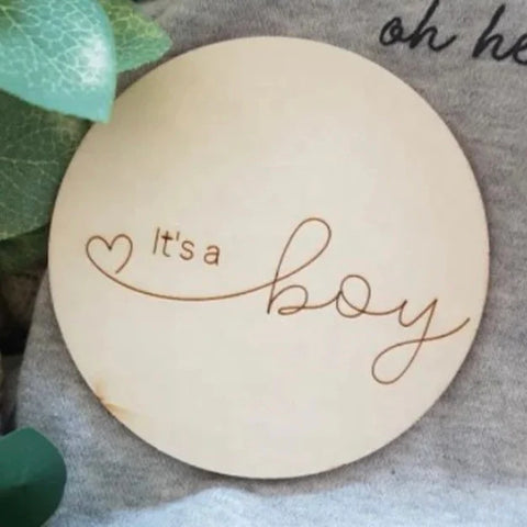 'It's a Boy' Wooden Milestone Disk  Neutral Baby Co