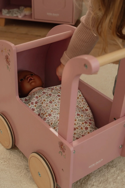 Little Dutch Pink Wooden Doll Pram