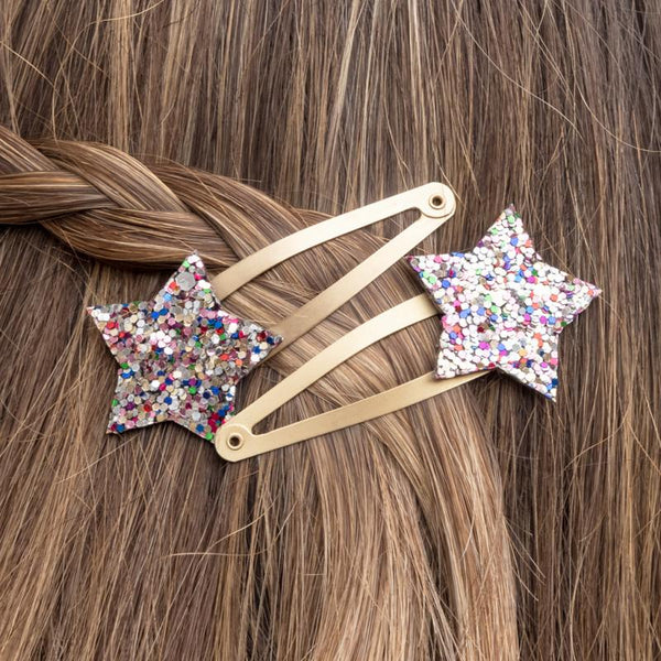 Fairies in the Garden Glitter Star Hair Clips