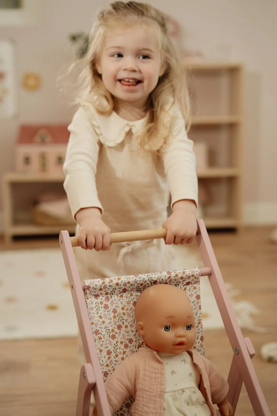 Little Dutch Pink Wooden Doll Stroller