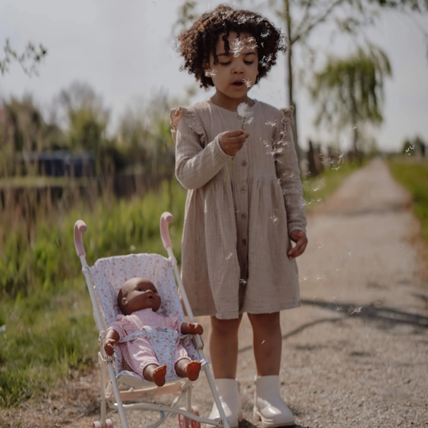 Little Dutch Metal Stroller White Flowers