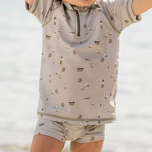 Little Dutch Short Sleeved Swim Top & Pants Olive Sailors Bay