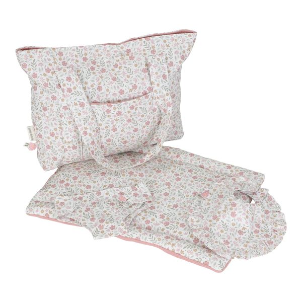 Little Dutch Doll Nursery Bag Set White Flowers