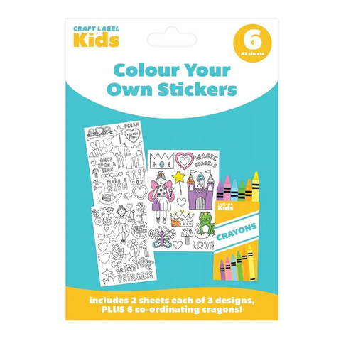 Craft Label Kids Colour Your Own Stickers - Fairy Princess