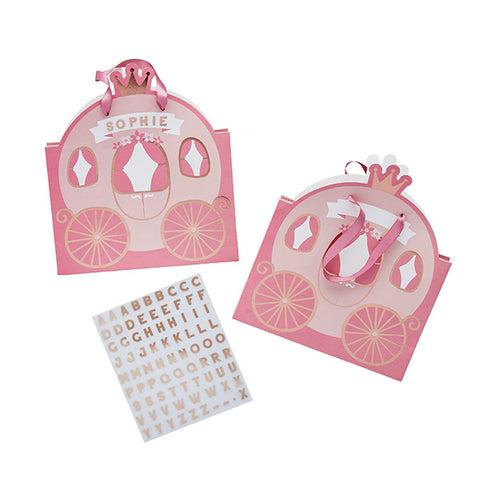 Little Princess Party | Carriage Party Bags with Personalised sticker sheets 4 Pack