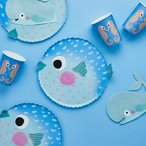 Whale of a Time Party | Puffer Fish Paper Plate 8 Pack