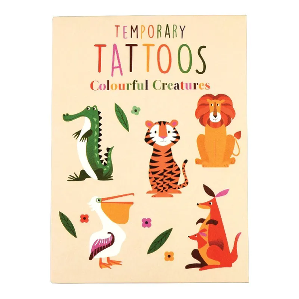 COLOURFUL CREATURES ANIMAL TEMPORARY TATTOOS (2 SHEETS)