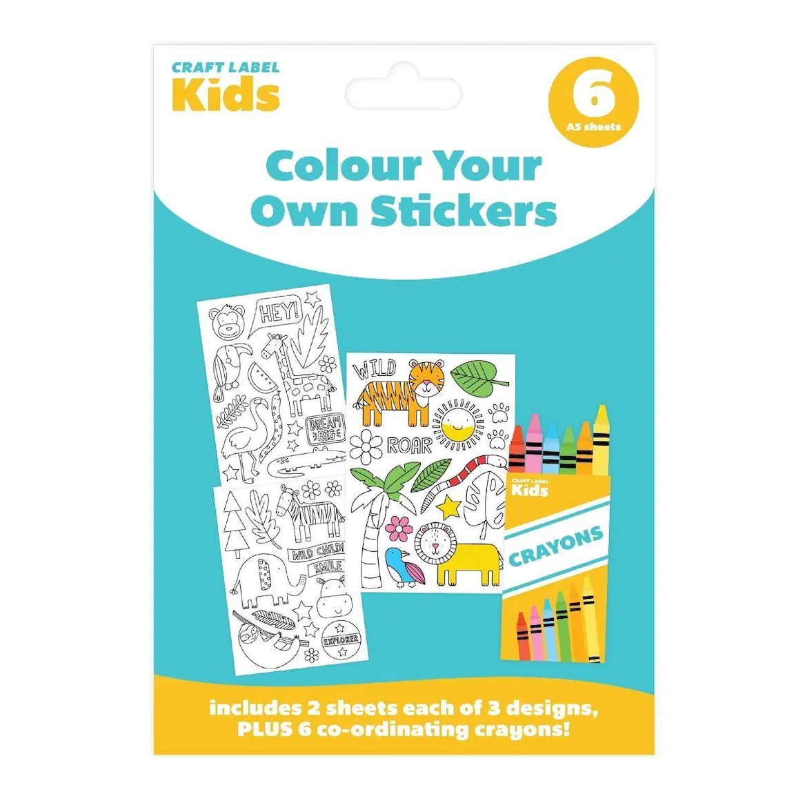 Craft Label Kids Colour Your Own Stickers - Jungle