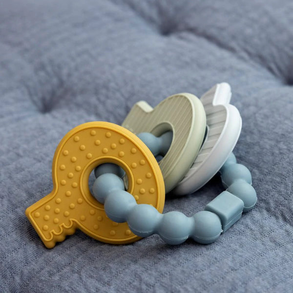 Little Dutch Silicone Key Chain Teether Ring - Blue