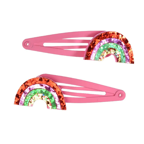 RAINBOW GLITTER HAIR CLIPS (SET OF 2)