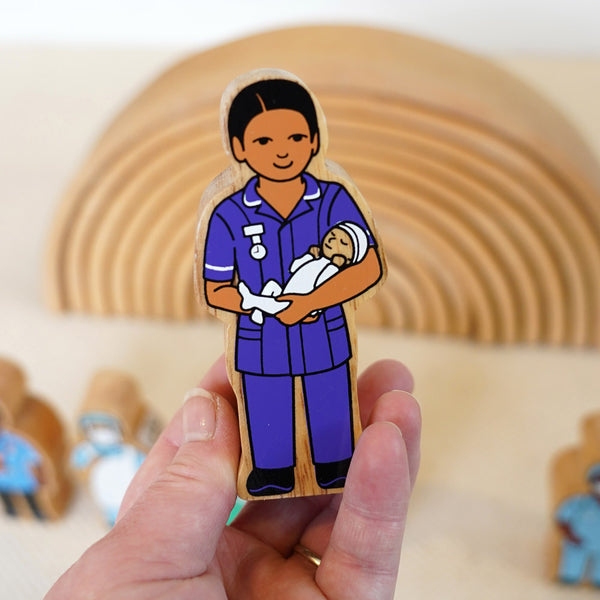 Wooden Midwife Figure